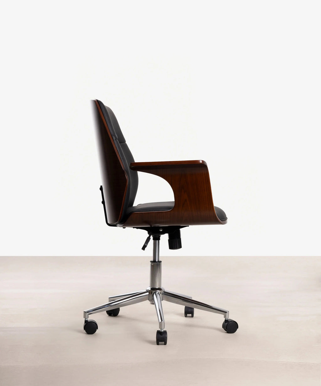 Chaise de bureau en similicuir et bois Malibuu