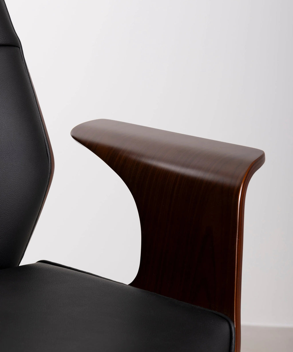 Chaise de bureau en similicuir et bois Malibuu