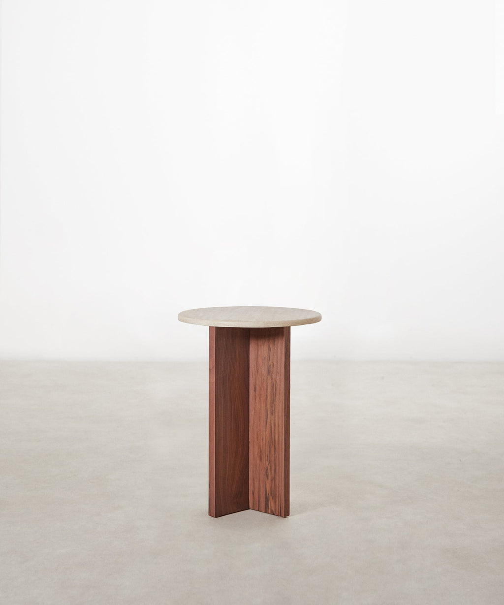 Table basse en bois et travertin Tapia (55x40)