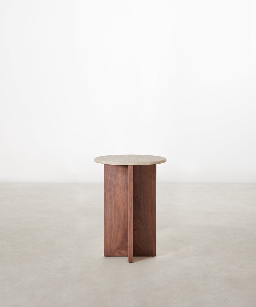 Table basse en bois et travertin Tapia (55x40)
