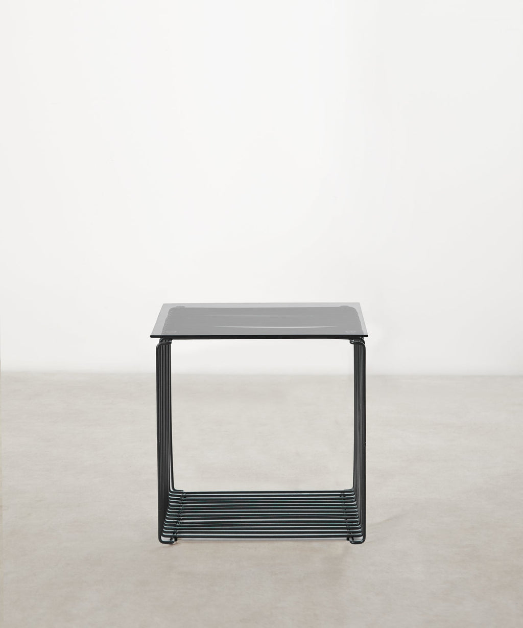 Table d'appoint en métal et verre Lyn