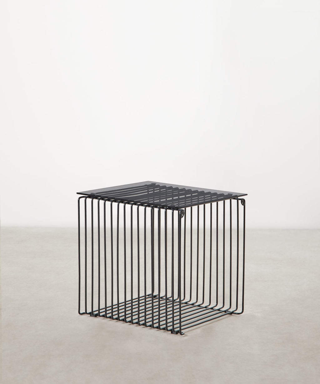 Table d'appoint en métal et verre Lyn