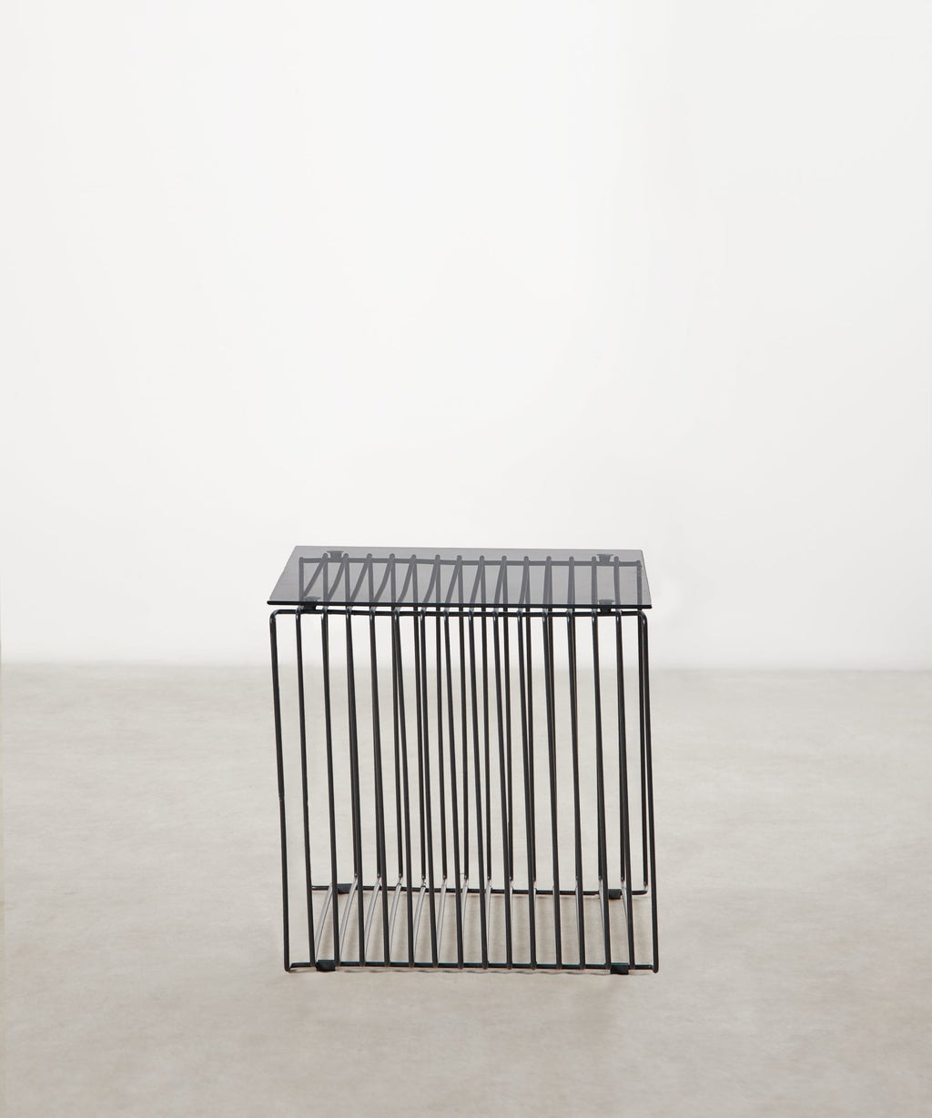 Table d'appoint en métal et verre Lyn