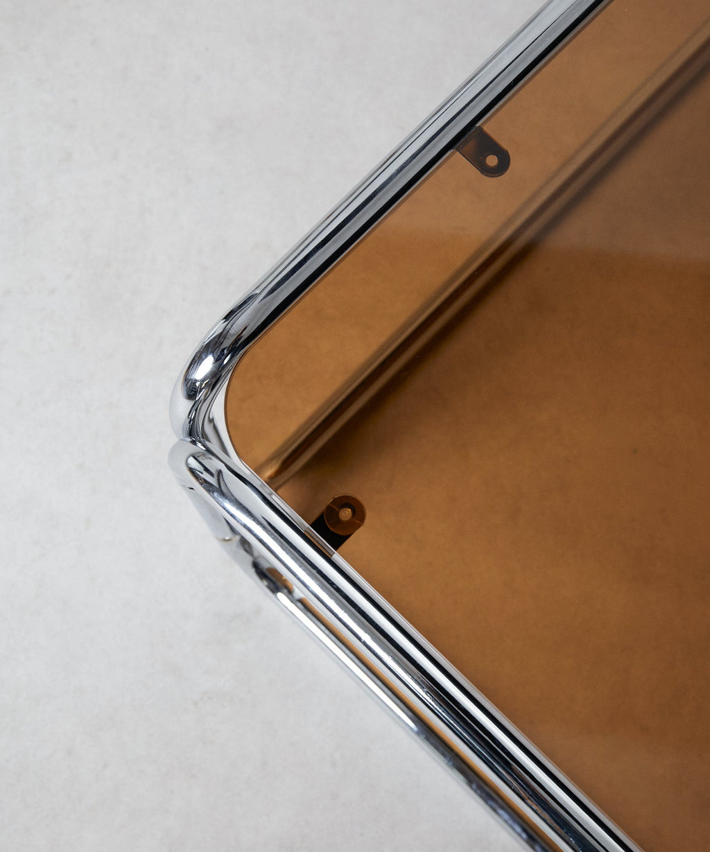 Table basse rectangulaire Mai en métal et verre trempé (120x60cm)
