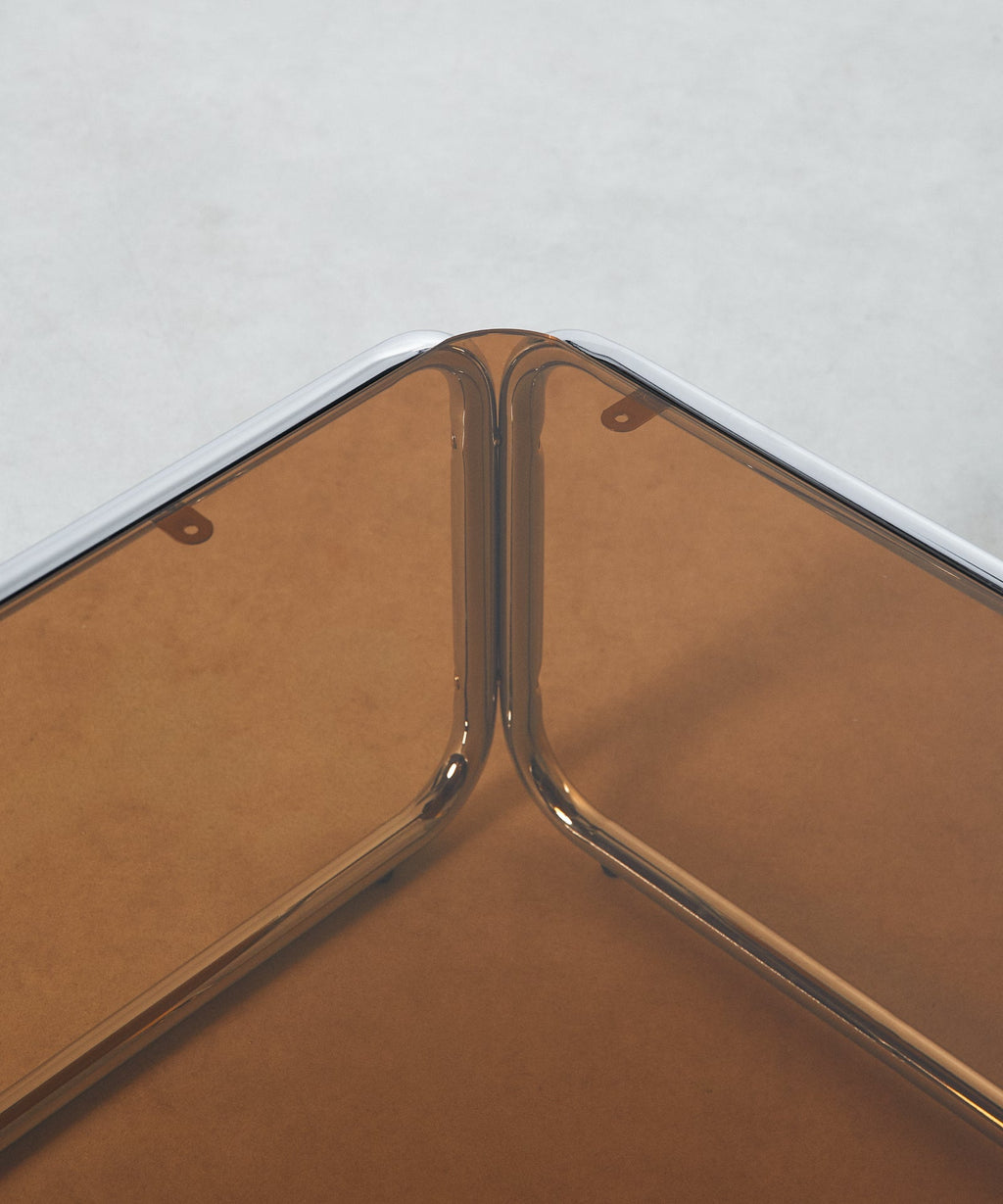 Table basse rectangulaire Mai en métal et verre trempé (120x60cm)