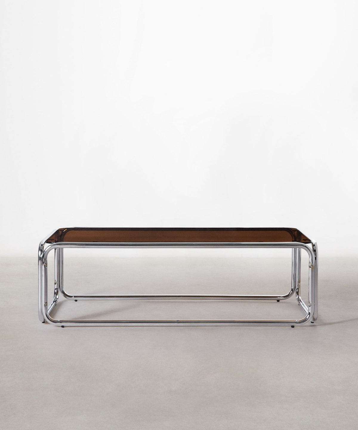 Table basse rectangulaire Mai en métal et verre trempé (120x60cm)