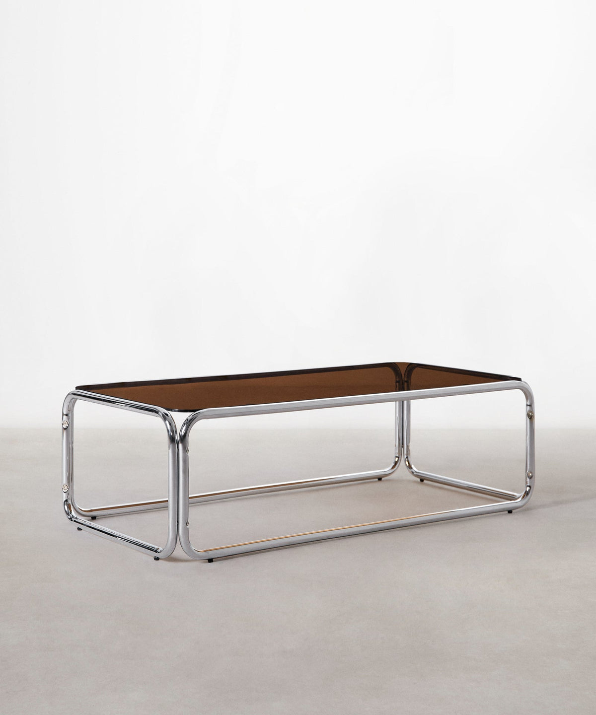 Table basse rectangulaire Mai en métal et verre trempé (120x60cm)