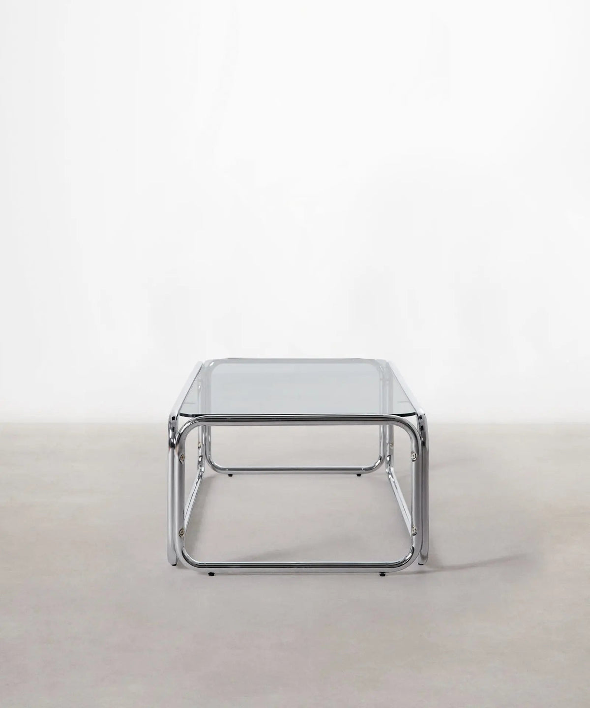 Table basse rectangulaire Mai en métal et verre trempé (120x60cm)