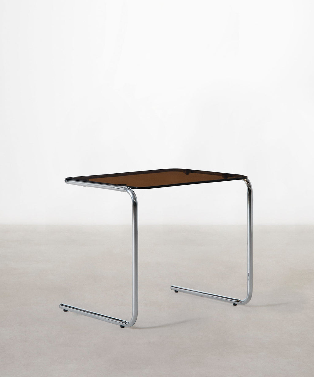 Table d'appoint en métal et verre trempé Bonet