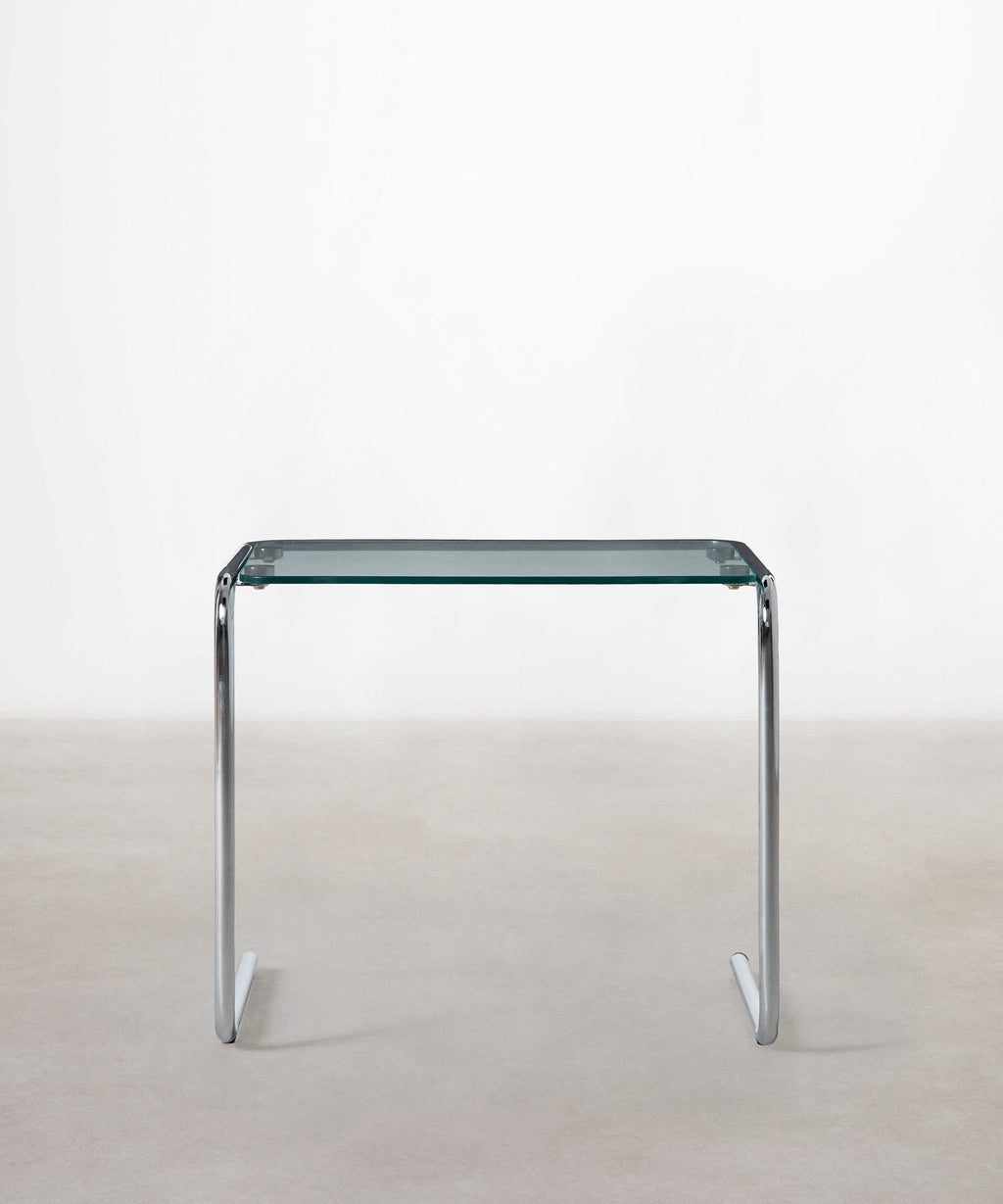 Table d'appoint en métal et verre trempé Bonet