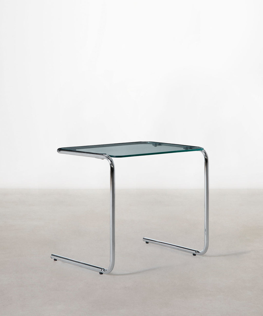 Table d'appoint en métal et verre trempé Bonet