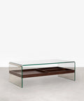Table basse en verre trempé et bois Corina (110x55 cm)