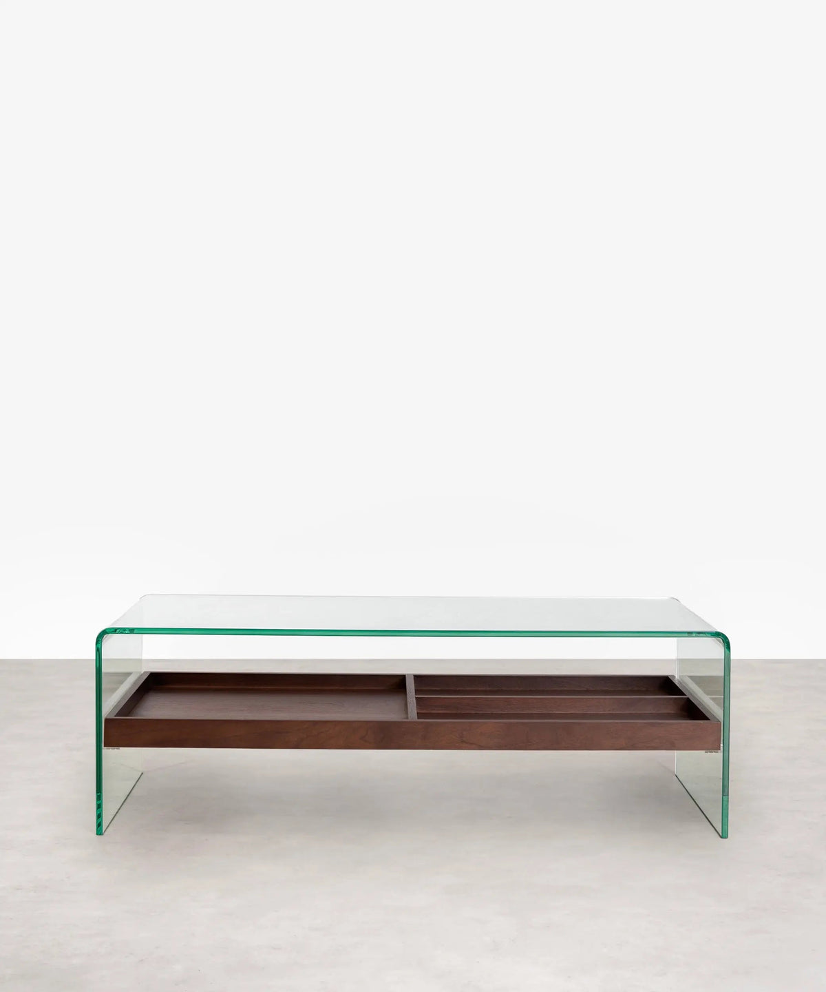Table basse en verre trempé et bois Corina (110x55 cm)
