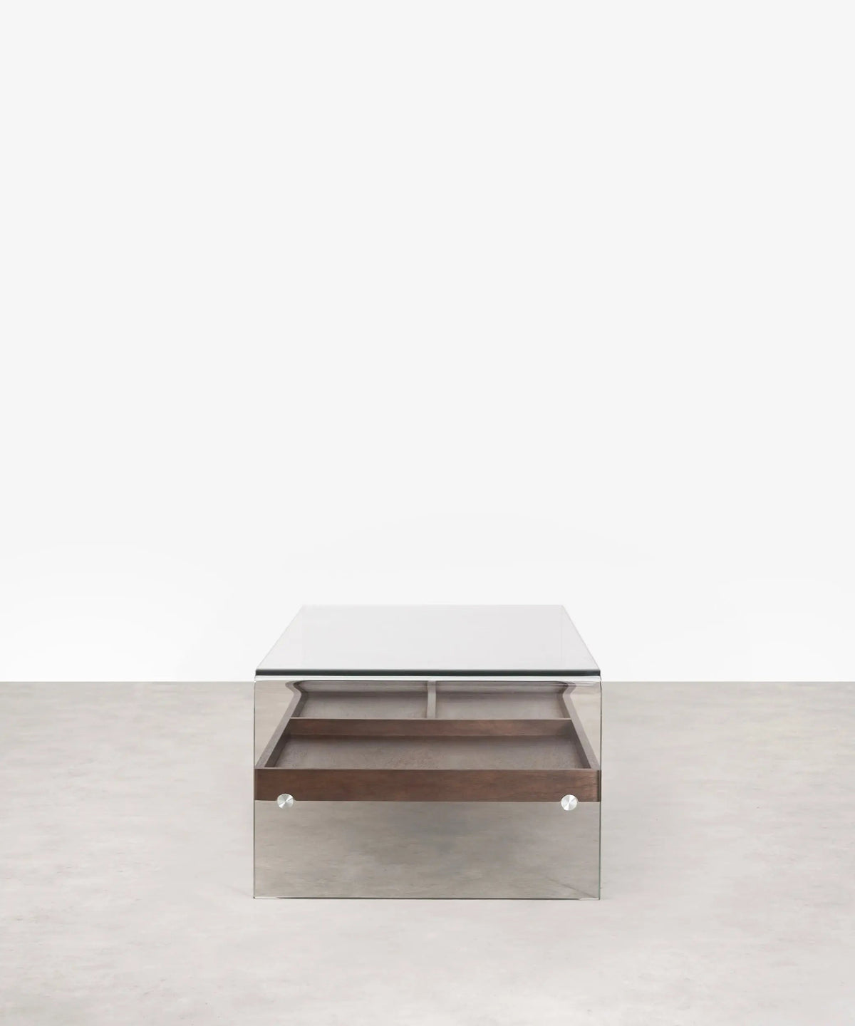 Table basse en verre trempé et bois Corina (110x55 cm)