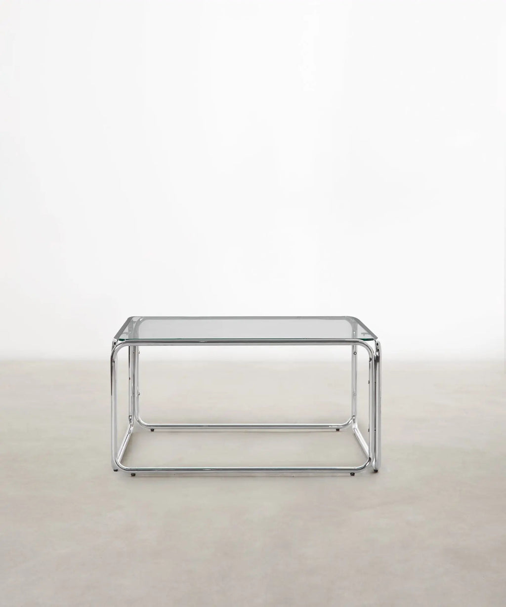 Table basse carrée en métal et verre trempé Cos (80 x 80 cm)