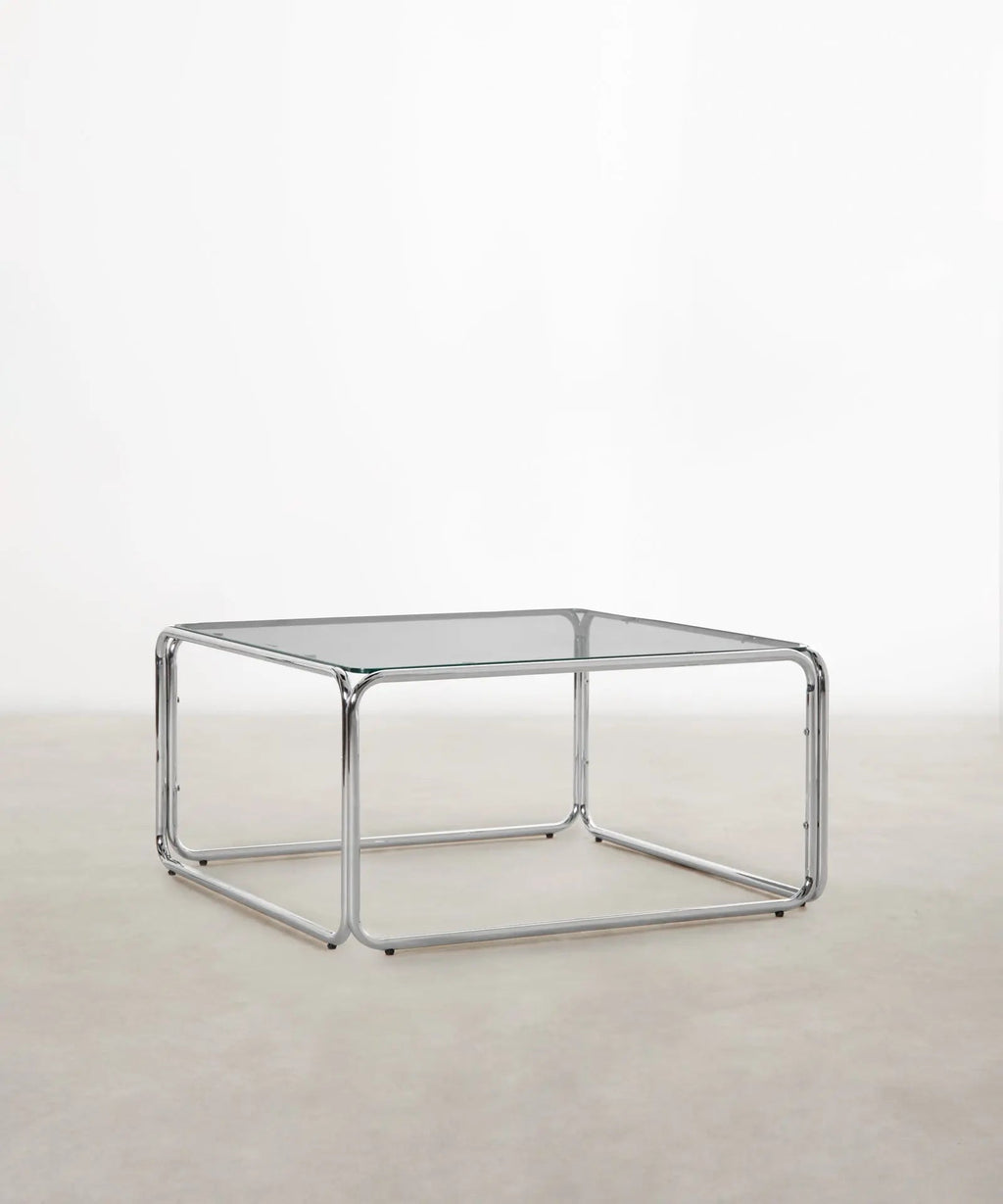 Table basse carrée en métal et verre trempé Cos (80 x 80 cm)