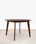 Table à manger ronde extensible en bois Gala Walnut (120–150 cm)