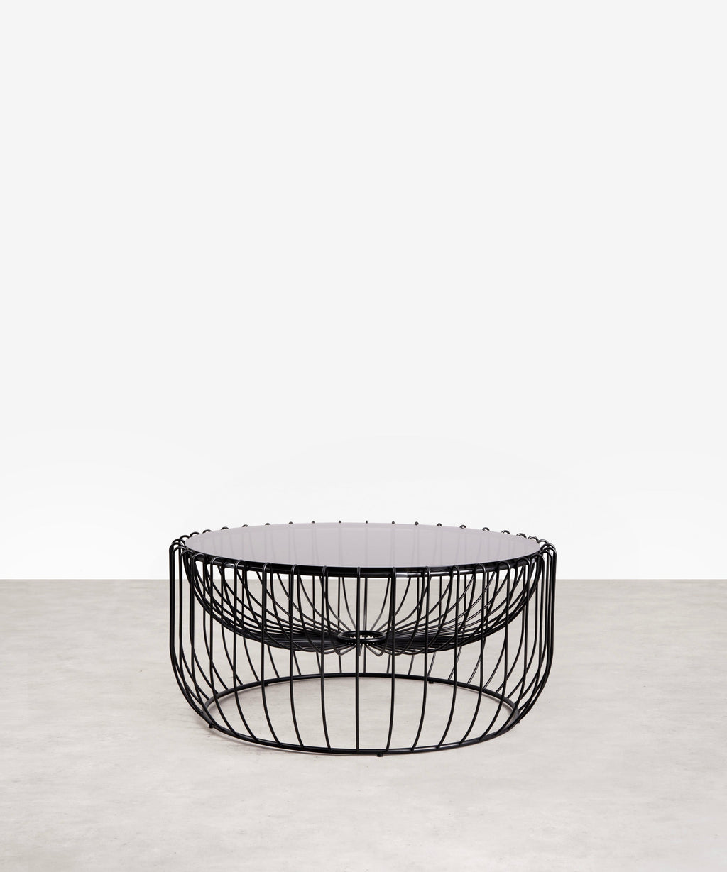 Table Basse en Verre et Métal Katrin (Φ74,5 cm)