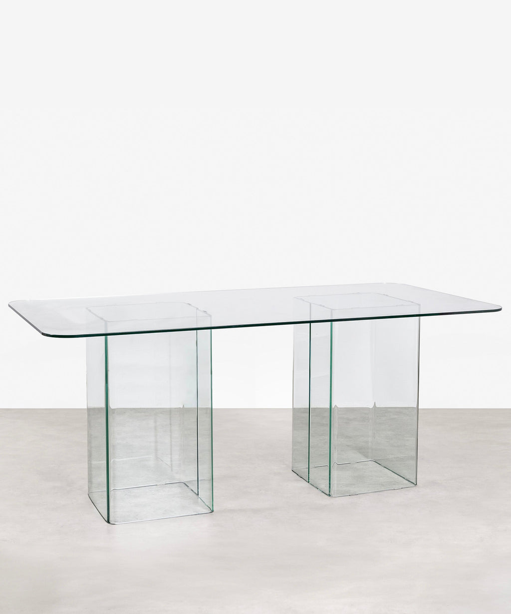 Table à manger rectangulaire en verre trempé Eleonora (180x90 cm)