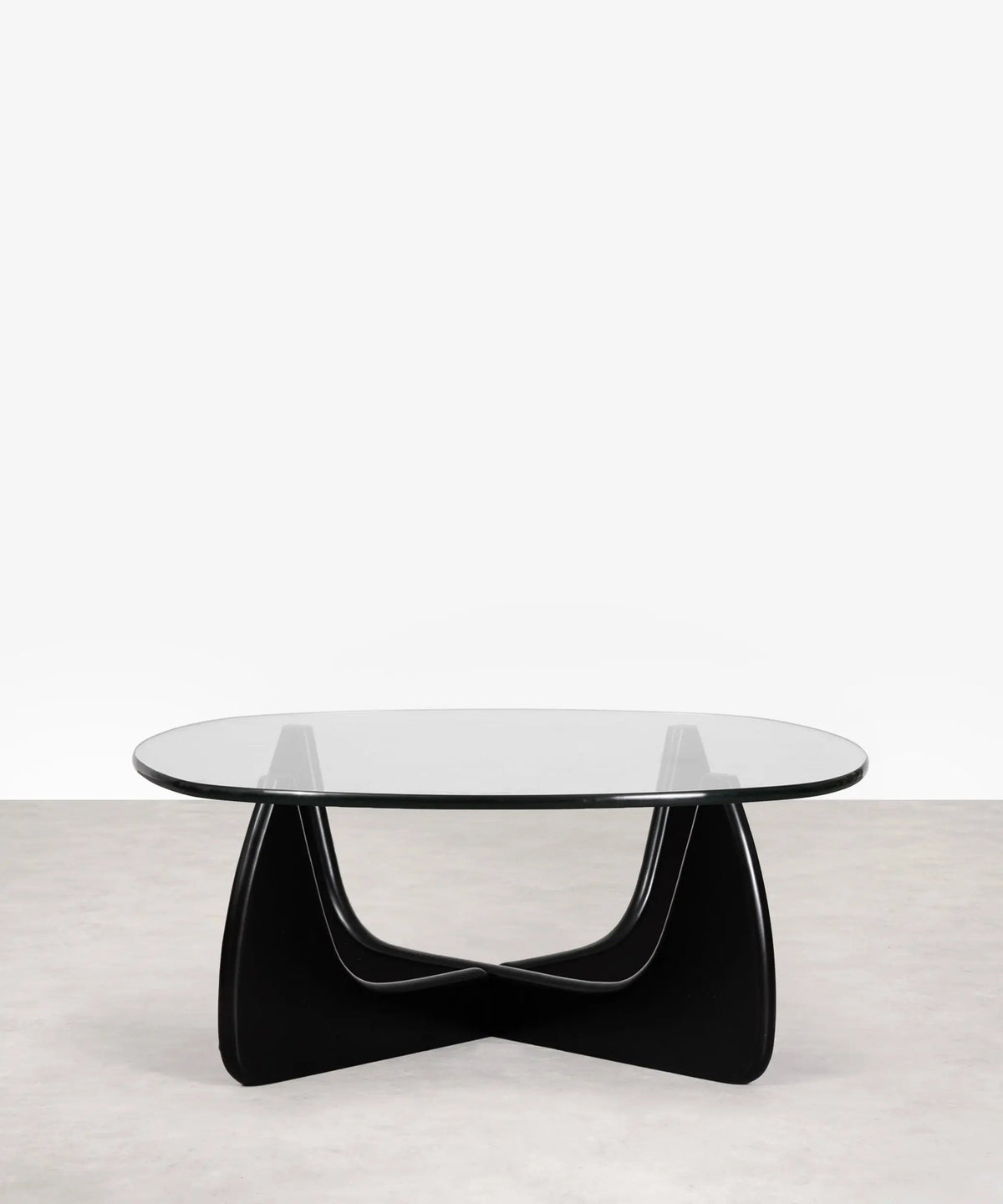 Table basse en verre trempé et bois Michi Noriaki