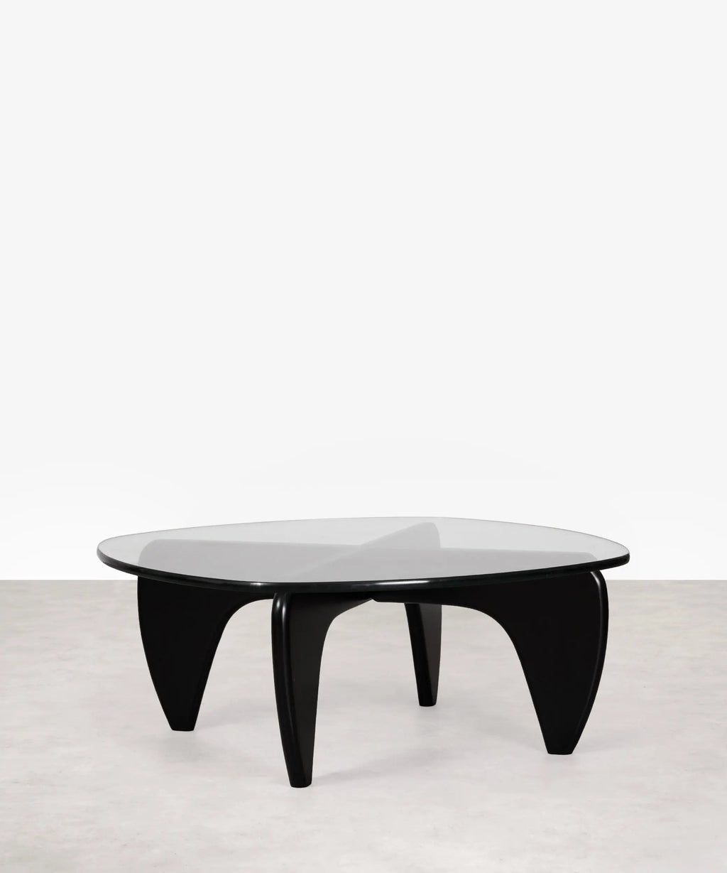 Table basse en verre trempé et bois Michi Noriaki