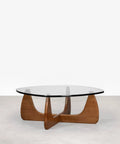 Table basse en verre trempé et bois Michi Noriaki