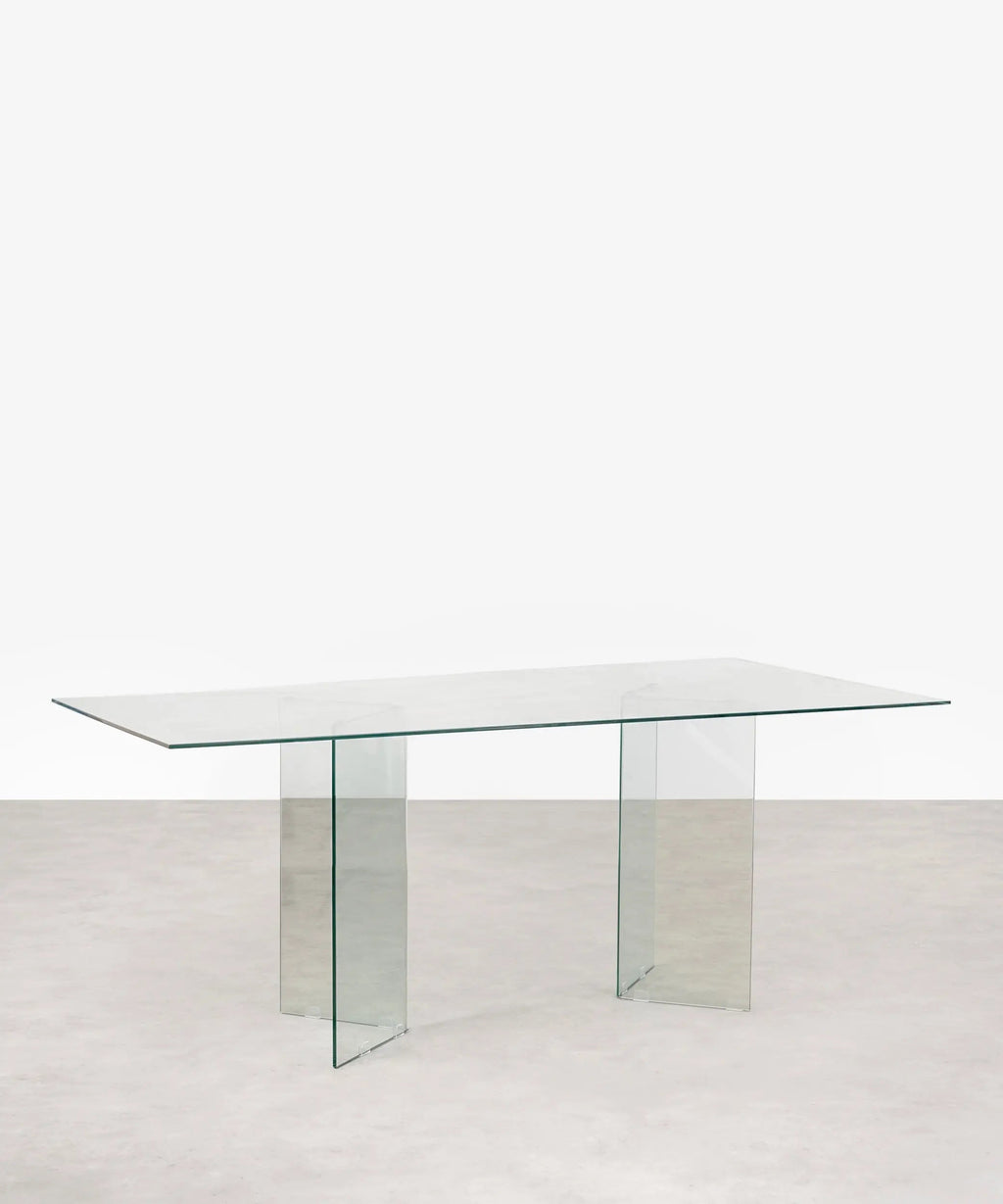 Table à manger rectangulaire en verre trempé Nicole (200x90 cm)