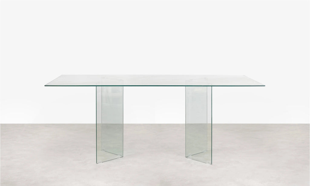 Table à manger rectangulaire en verre trempé Nicole (200x90 cm)