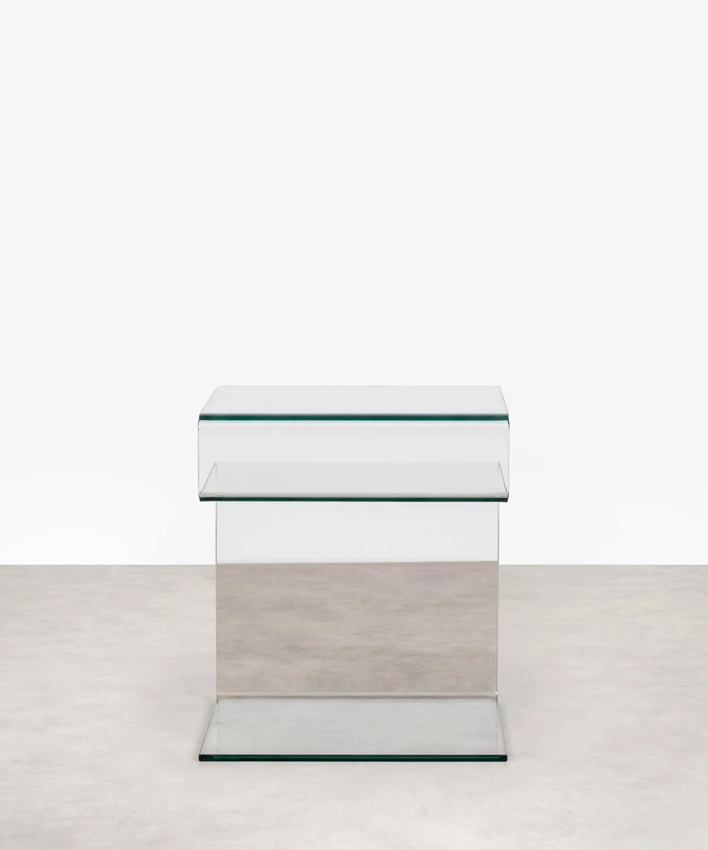 Table d’appoint en verre trempé Saura