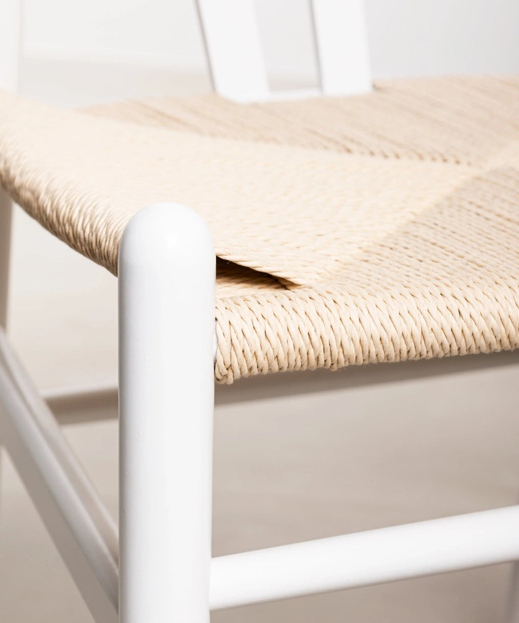 Chaise de salle à manger en bois et corde tressée Retro