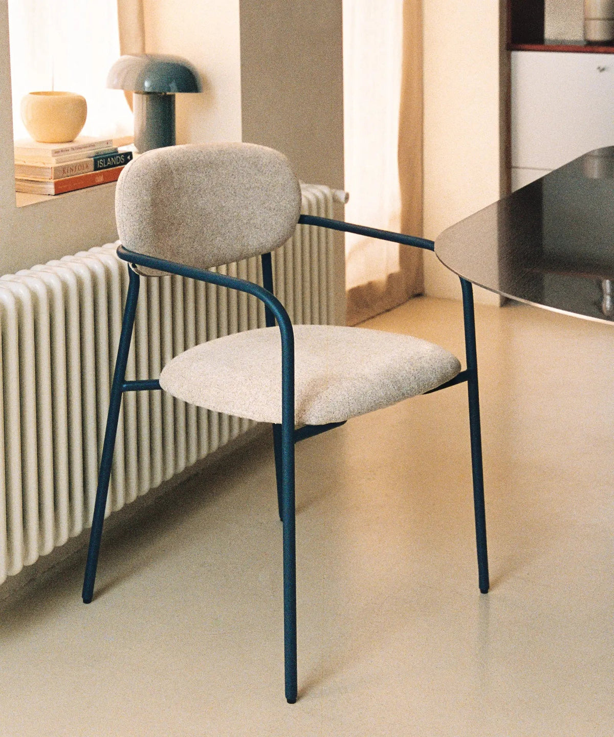 Chaise de Salle à Manger en Tissu Bouclette et Métal Rita