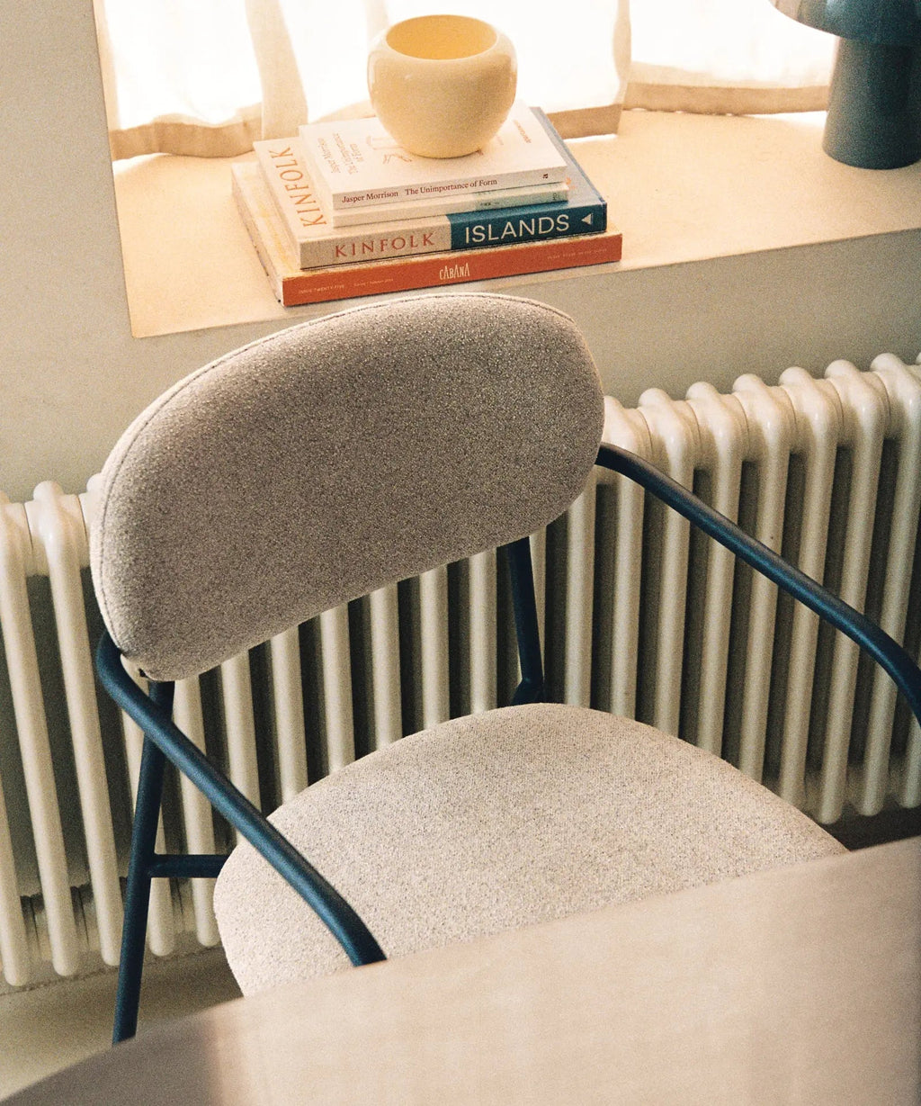 Chaise de Salle à Manger en Tissu Bouclette et Métal Rita