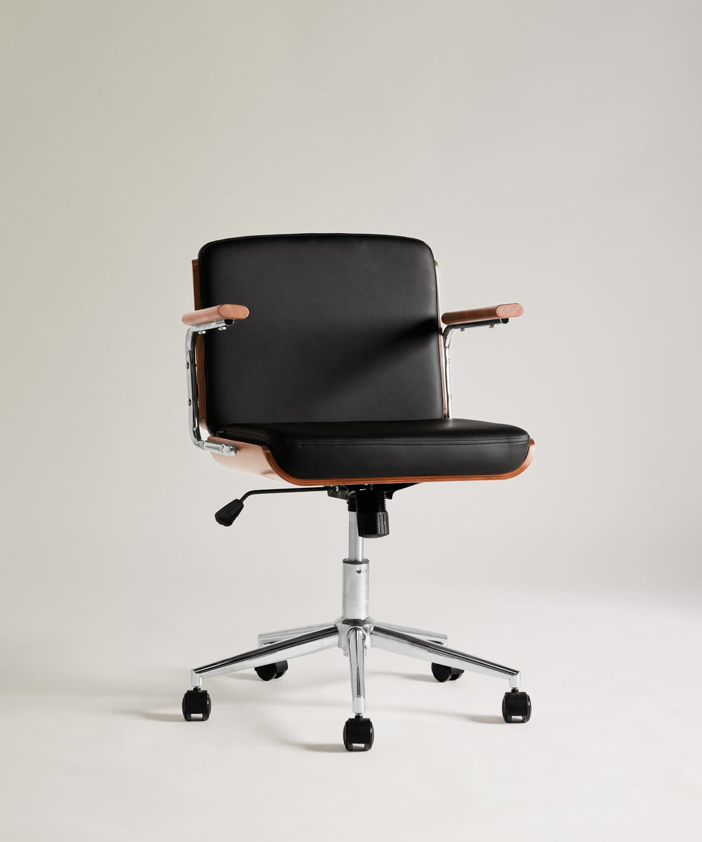 Chaise de Bureau en Noyer et Tissu Wilder