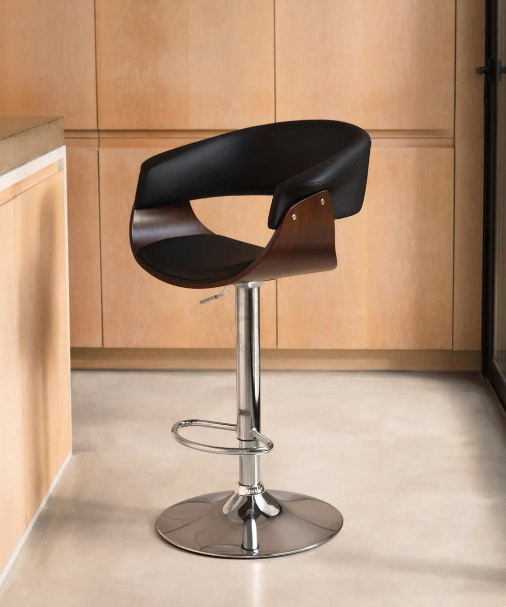Tabouret réglable en bois et similicuir Beckett