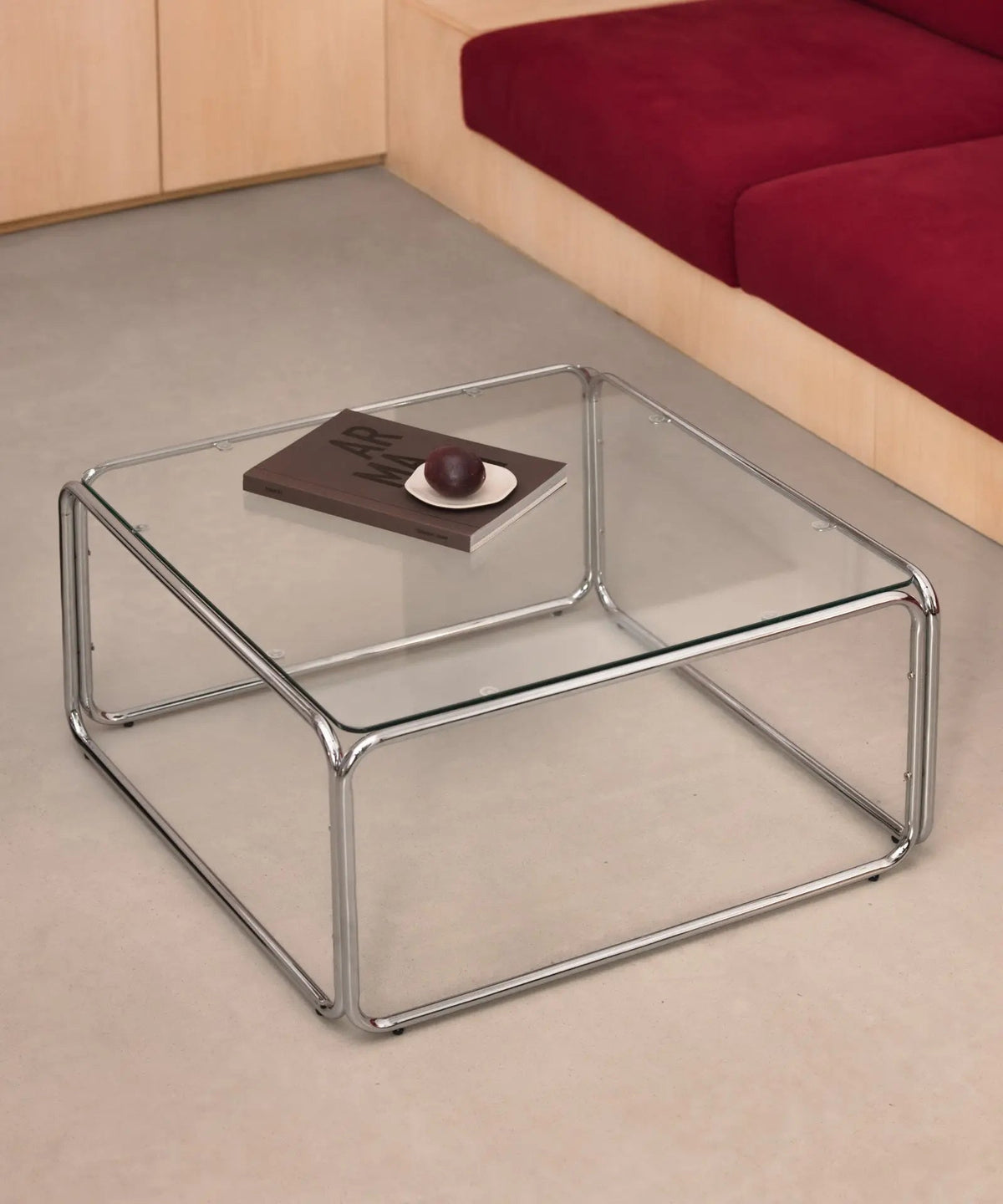 Table basse carrée en métal et verre trempé Cos (80 x 80 cm)
