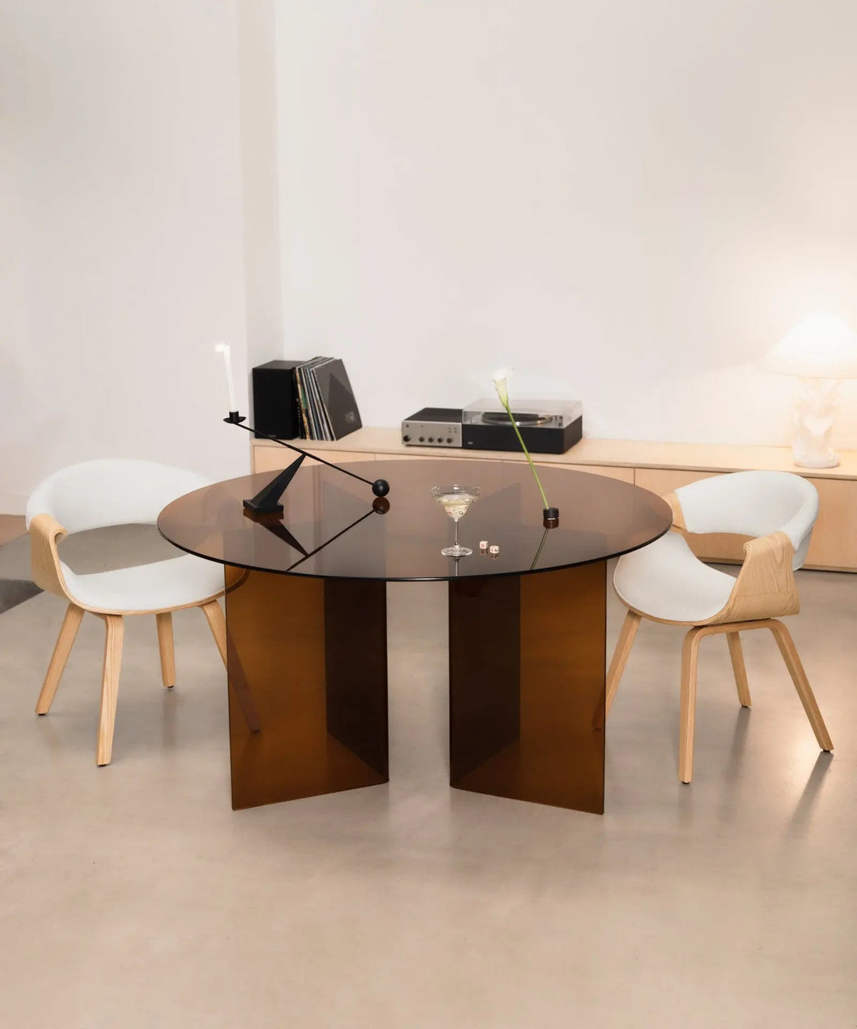 Table à Manger Ronde en Verre Trempé Ona 137 cm