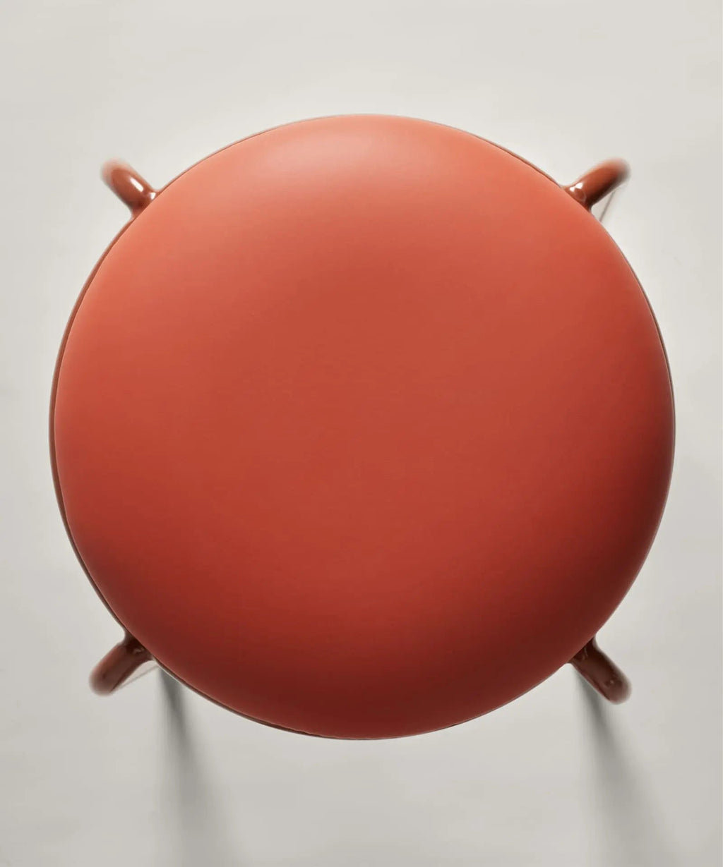 Tabouret Bas en Métal et Simili Cuir Flek