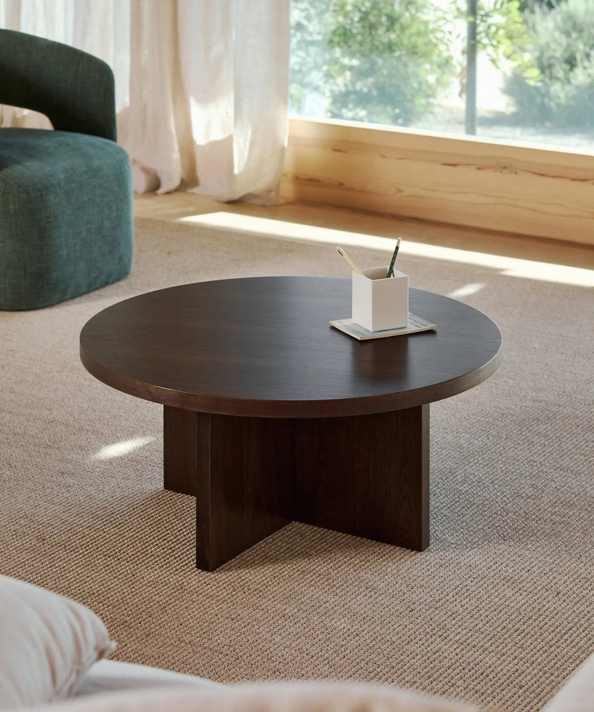 Table basse ronde en bois Takaya (80 cm)