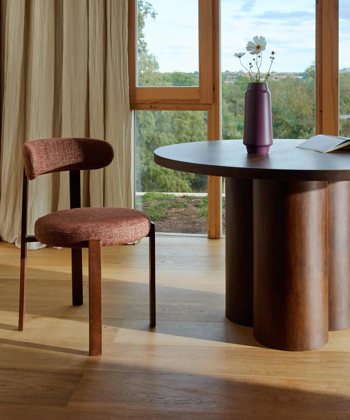 Chaise de Salle à Manger Rembourrée en Métal Effet Bois Aura