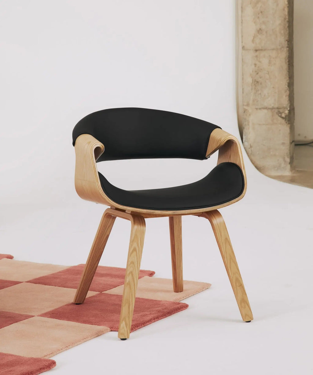 Chaise de salle à manger en bois et similicuir Binsa
