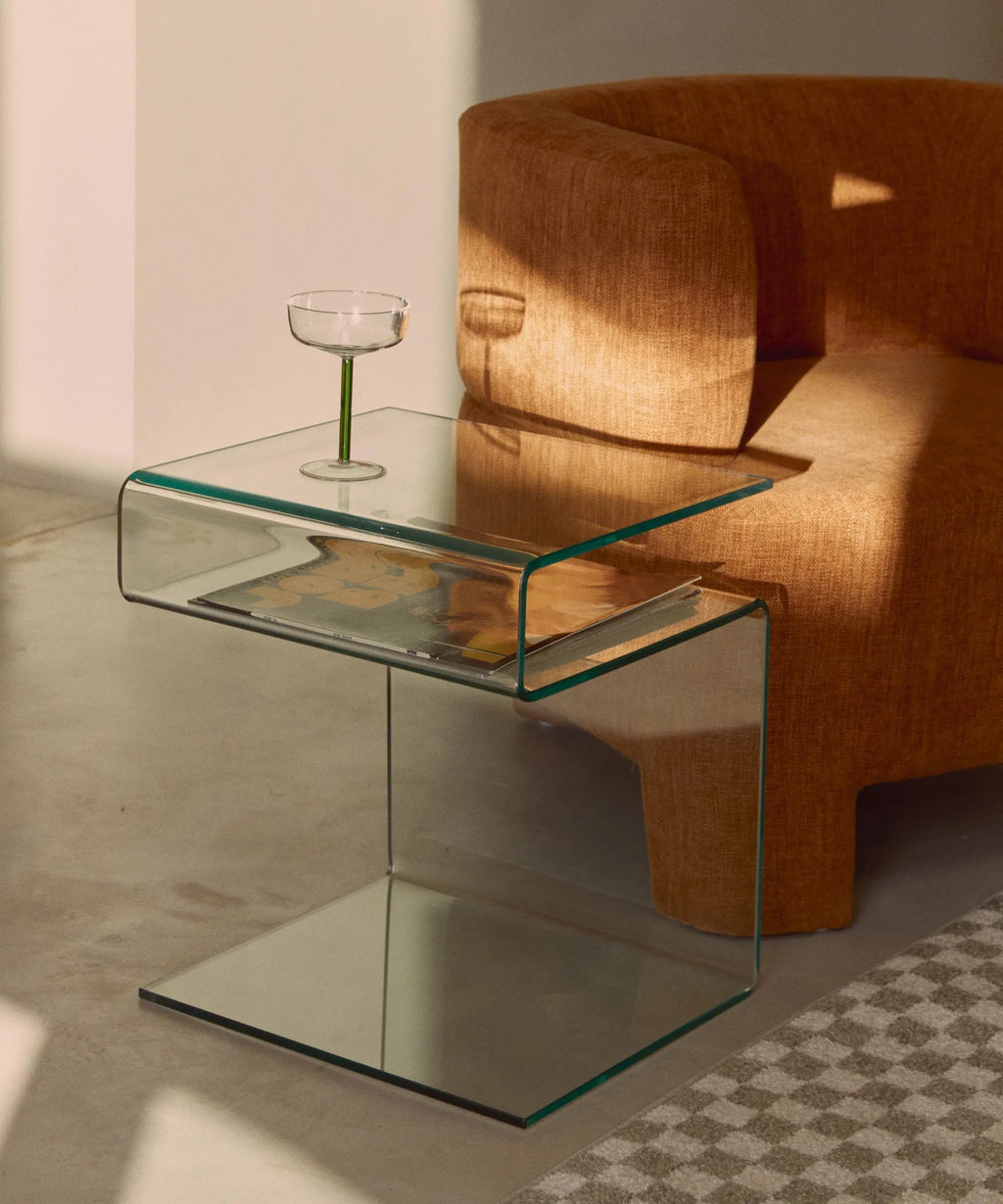 Table d’appoint en verre trempé Saura