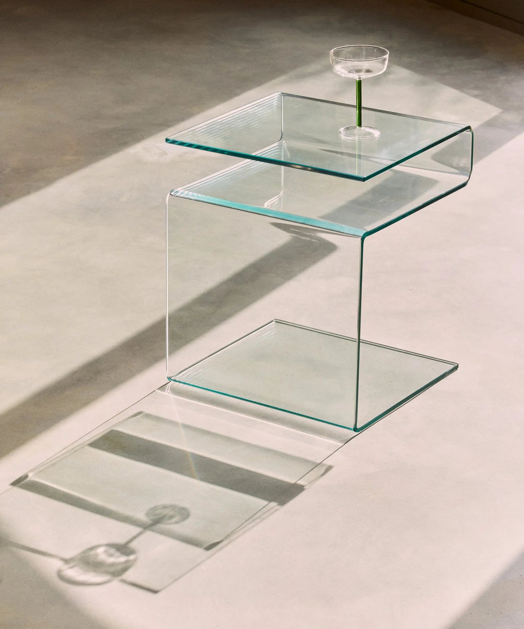 Table d’appoint en verre trempé Saura