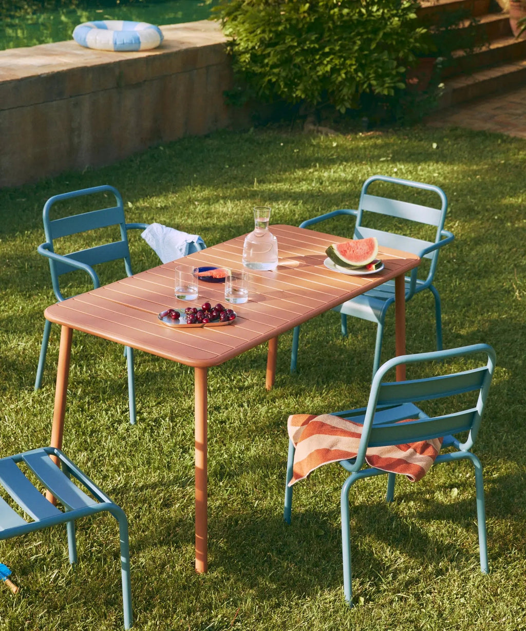 Table d'extérieur carrée en métal Sora (140x70 cm)