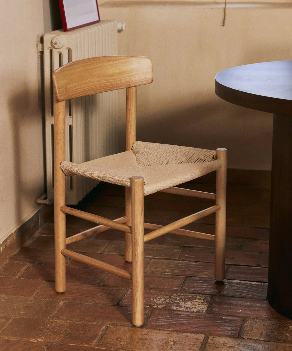 Chaise de salle à manger en bois et corde tressée Alba
