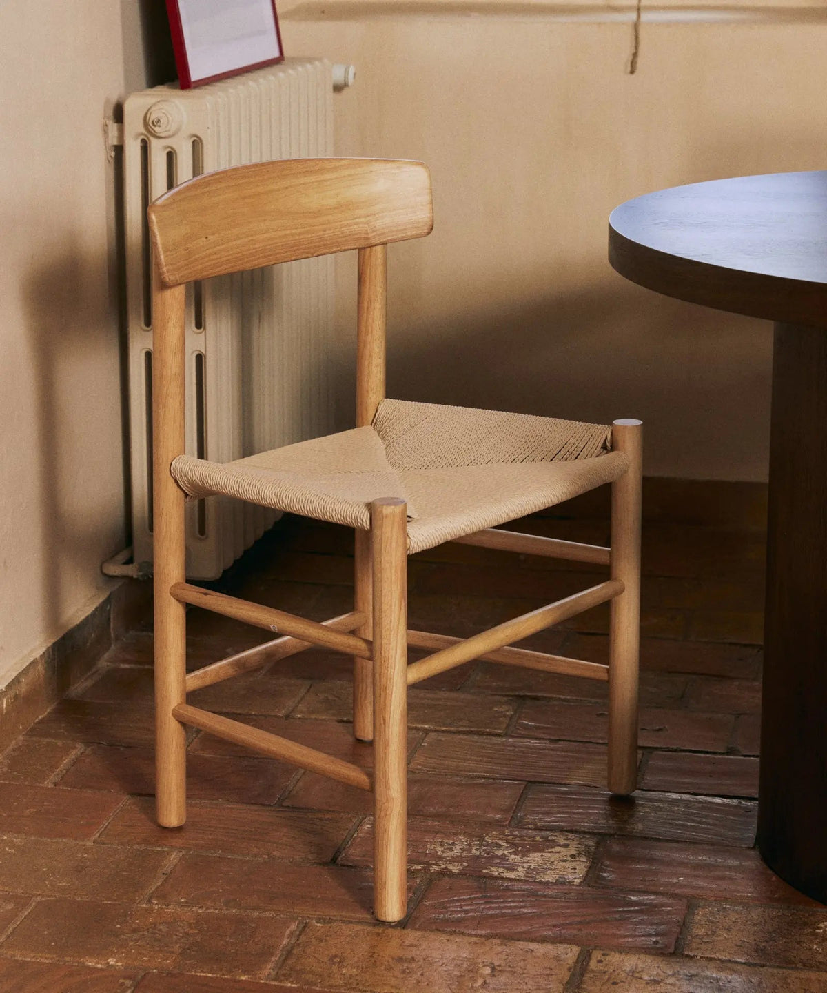 Chaise de salle à manger en bois et corde tressée Alba
