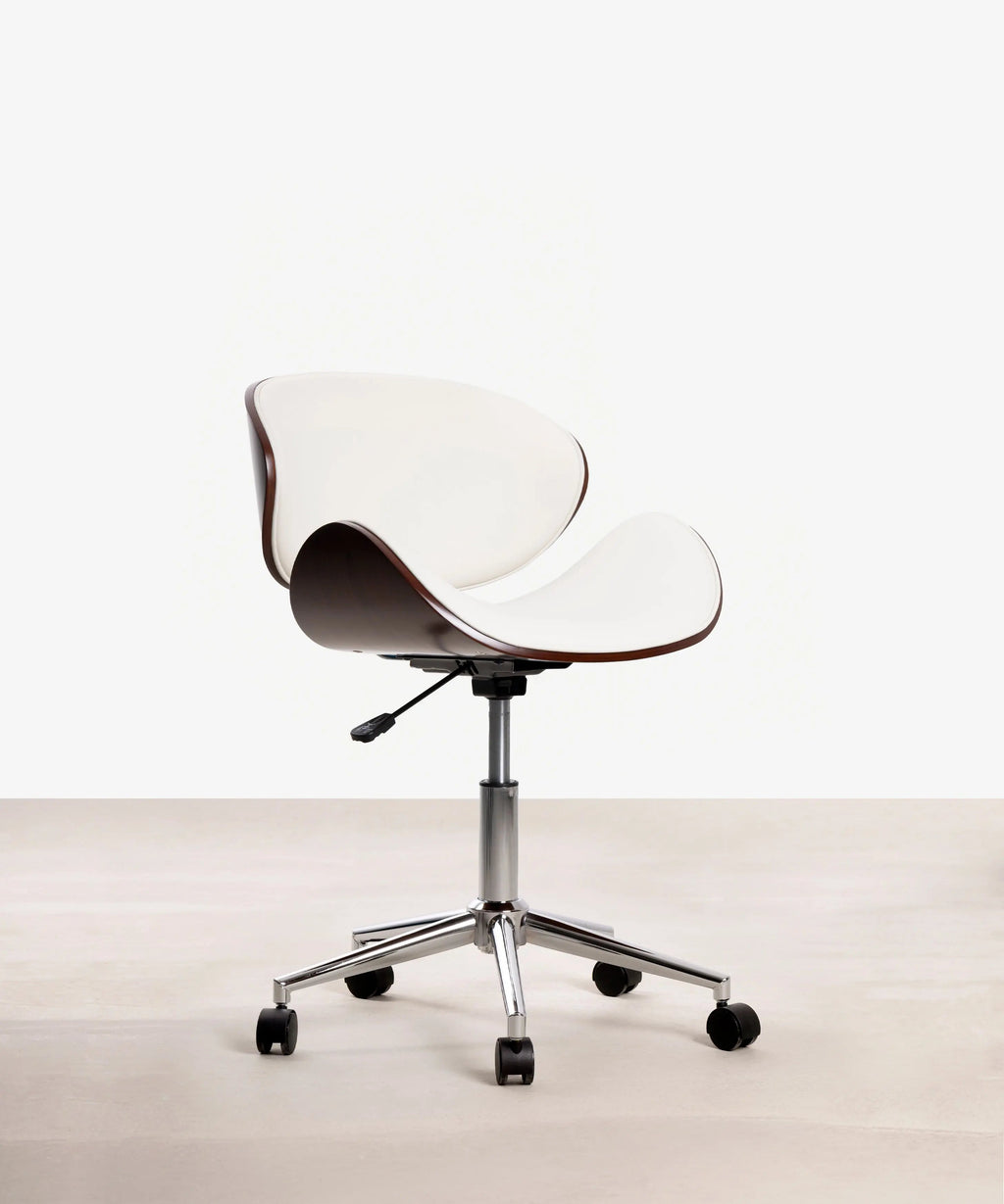 Chaise de bureau en similicuir et bois Shelley