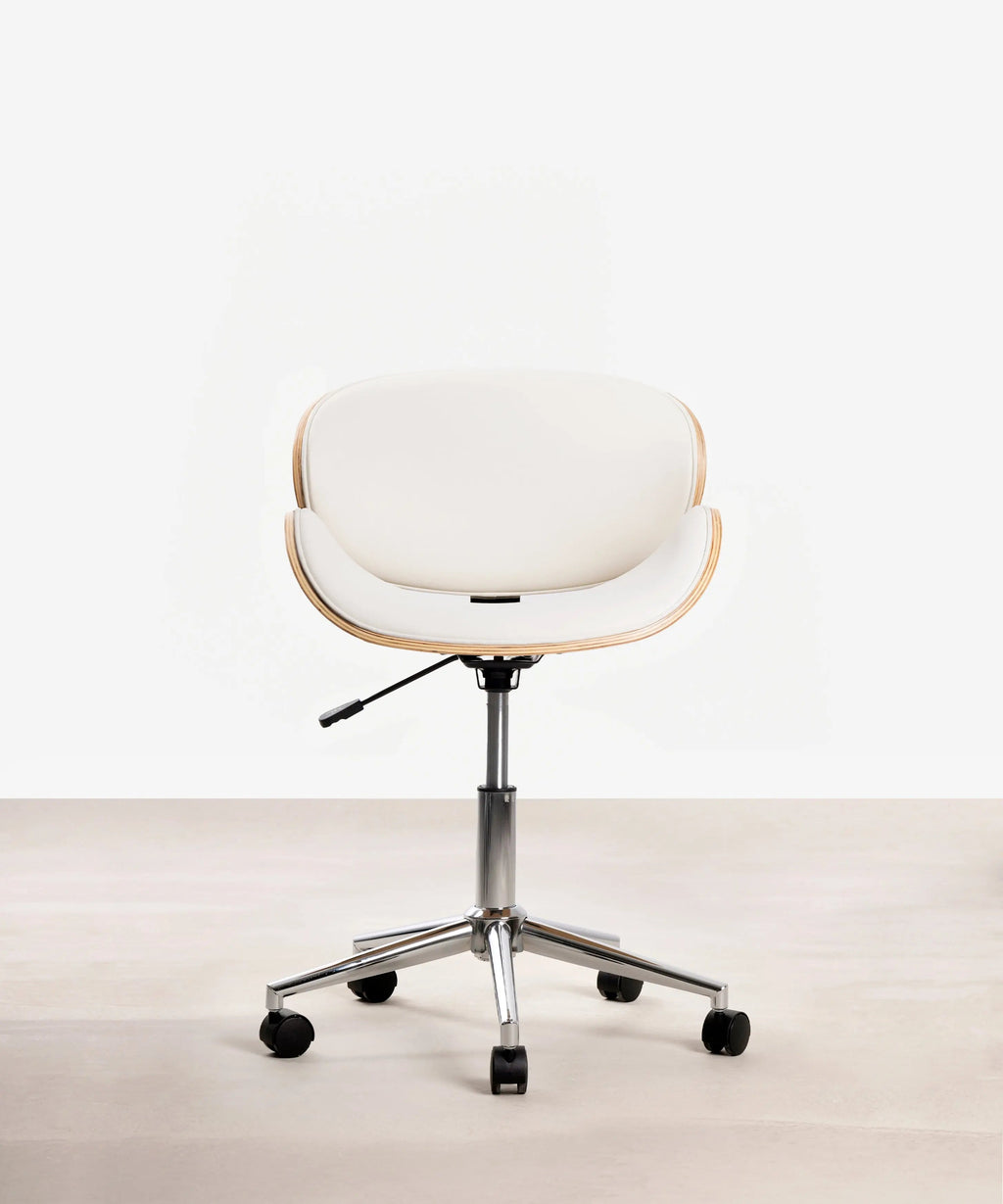 Chaise de bureau en similicuir et bois Shelley