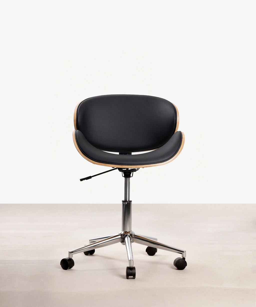 Chaise de bureau en similicuir et bois Shelley