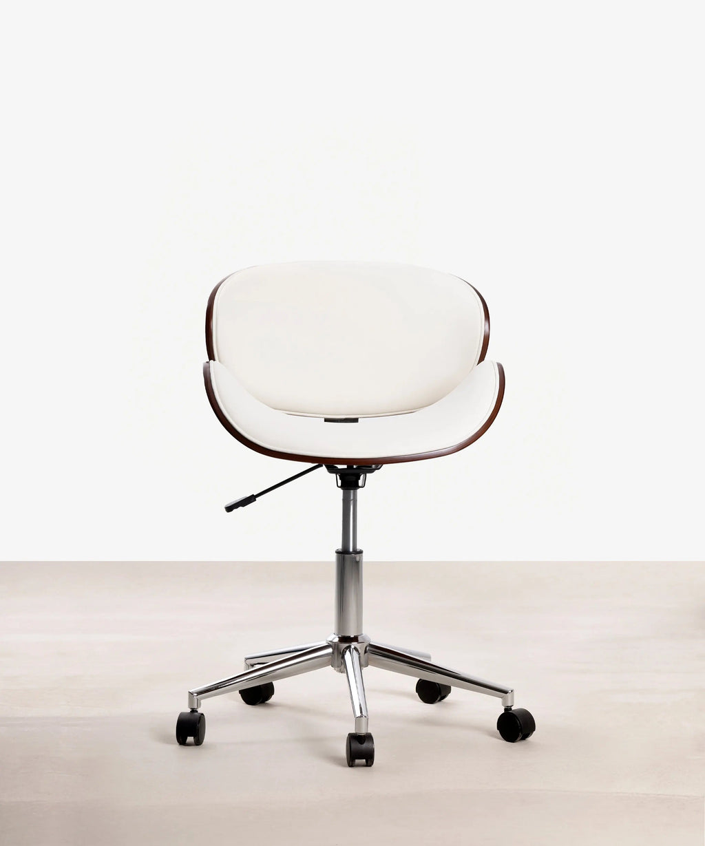 Chaise de bureau en similicuir et bois Shelley