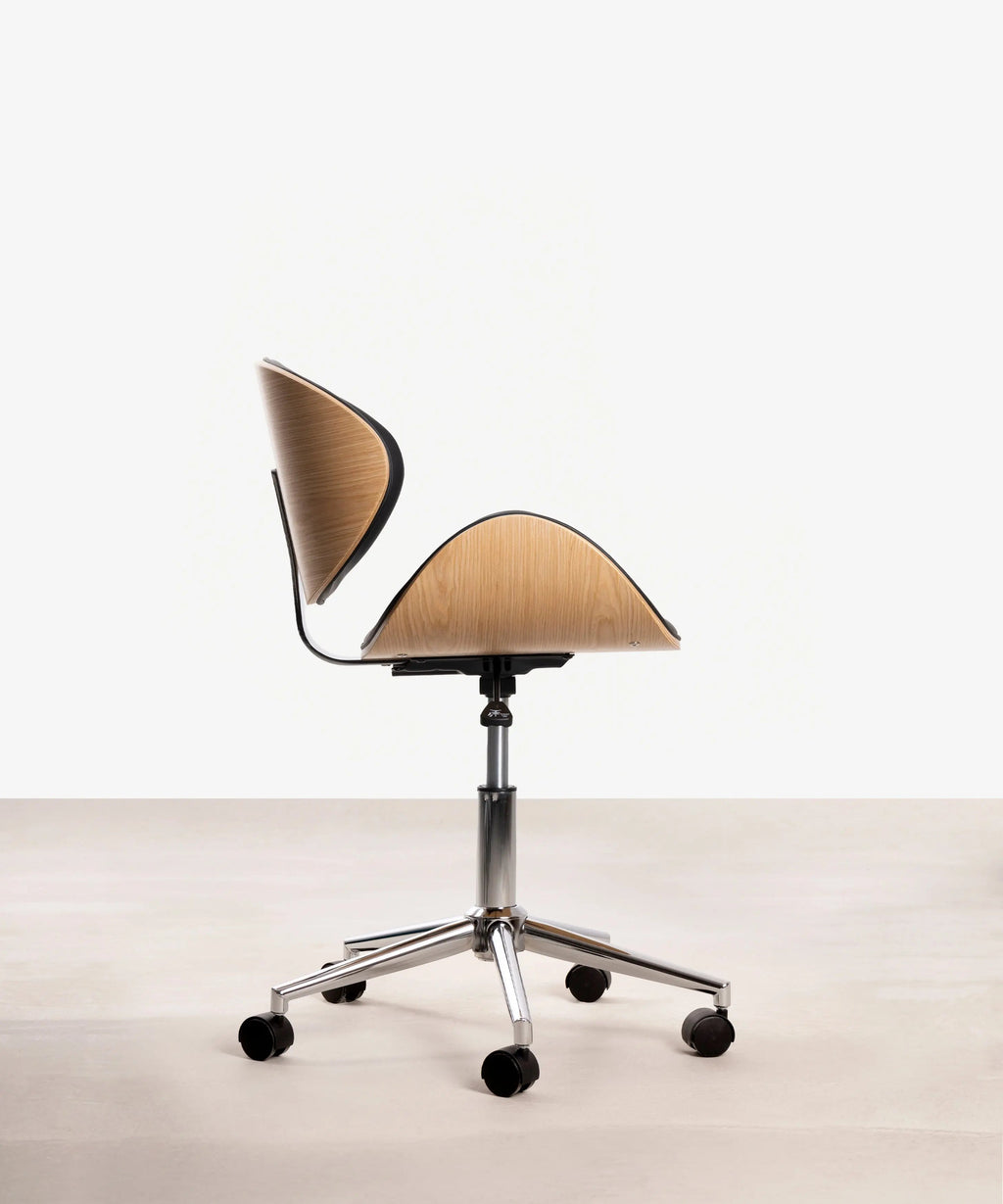 Chaise de bureau en similicuir et bois Shelley